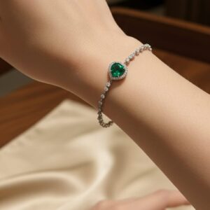 Pear Emerald Diamond Bracelet