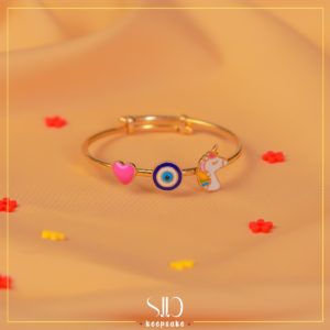 Heart EvilEye Unicorn Silver Kada